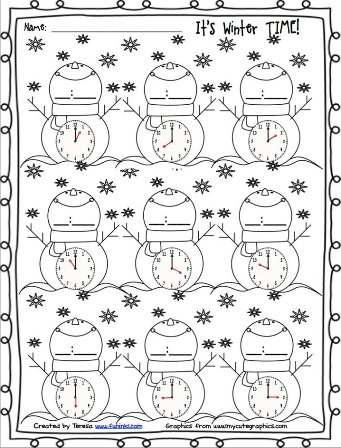 First grade student working on a winter themed single digit addition math worksheet