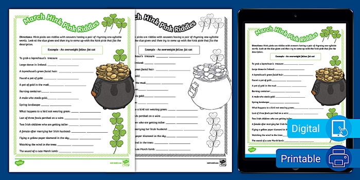Winter Hink Pink Riddles worksheet featuring 15 engaging rhyming puzzles for fourth graders