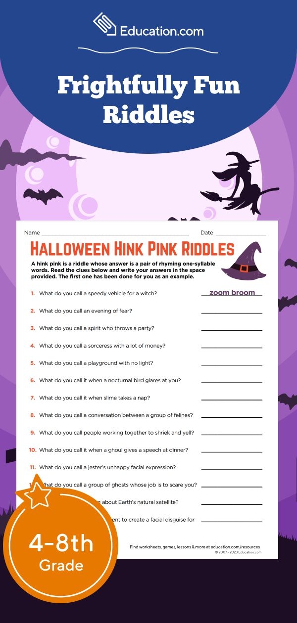 Fourth grade student completing a set of 15 winter rhyming riddles on a word puzzle worksheet