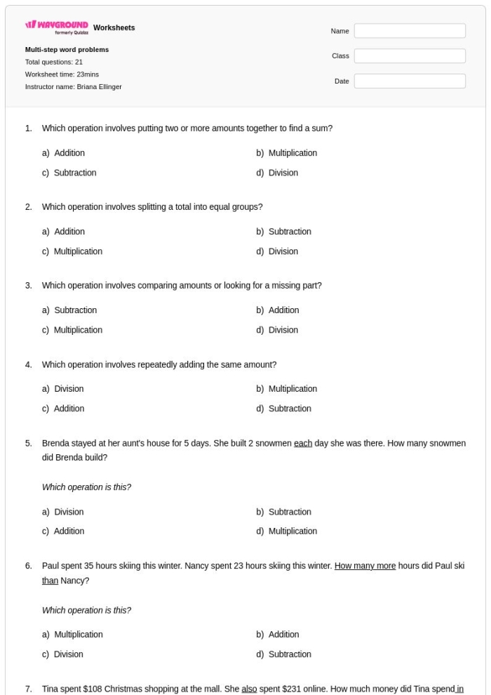 Winter-themed worksheet featuring multi-step word problems for third graders focusing on fractions