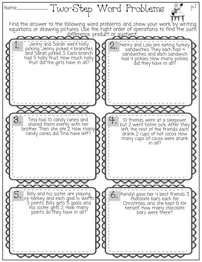 Winter-themed worksheet featuring multiplication and division word problems for fourth graders