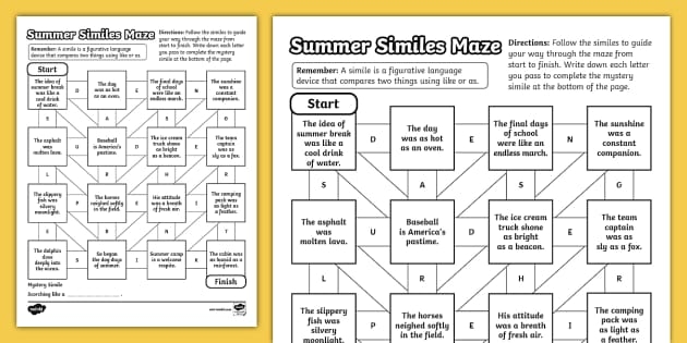 Sixth grade students navigating a winter-themed maze to identify metaphors in this figurative language worksheet