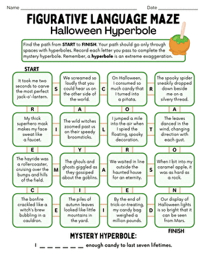 Figurative Language Maze: Winter Metaphors worksheet for Sixth Grade