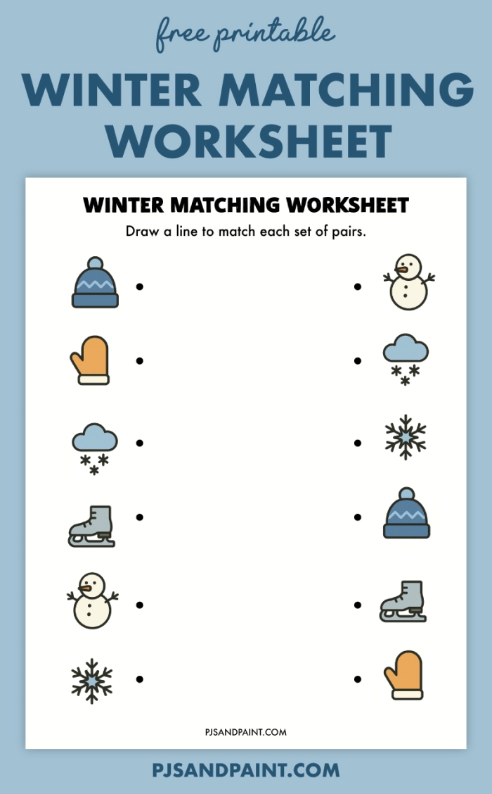 Winter synonyms matching worksheet for third graders