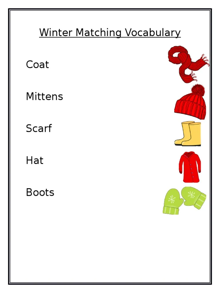 Winter synonyms matching worksheet for third graders