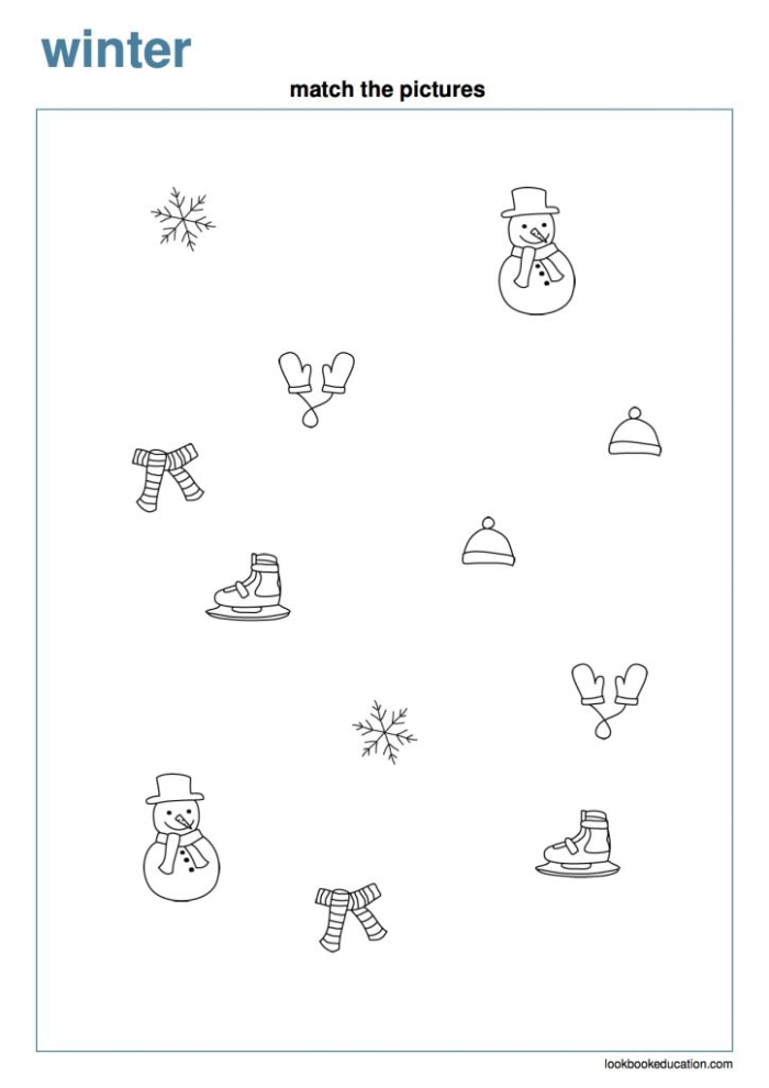 Winter synonyms matching worksheet for third graders