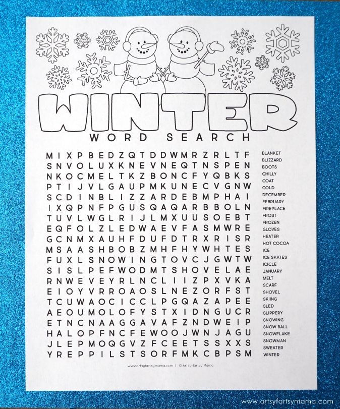 Third grade Earth and Space Science worksheet featuring a Winter Word Search puzzle with themed vocabulary