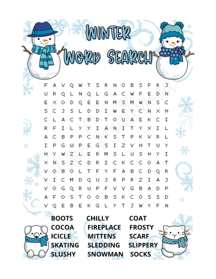 Third grade Earth and Space Science worksheet featuring a Winter Word Search puzzle with vocabulary like icicle and snowman