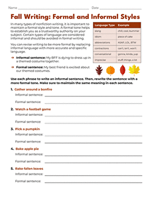 Engaging worksheet for understanding writing styles in a winter theme Winter Writing worksheet for sixth graders focusing on formal and informal styles