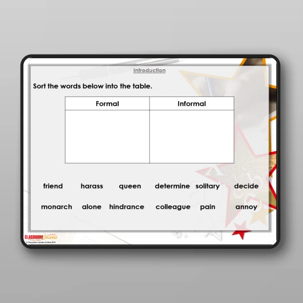 Engaging writing activity for students to differentiate between writing styles in winter theme Winter Writing Worksheet for Sixth Graders: Formal vs. Informal Styles
