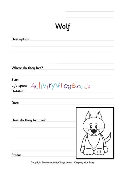 Third grade life science worksheet featuring a educational lesson about wolves in Yellowstone National Park