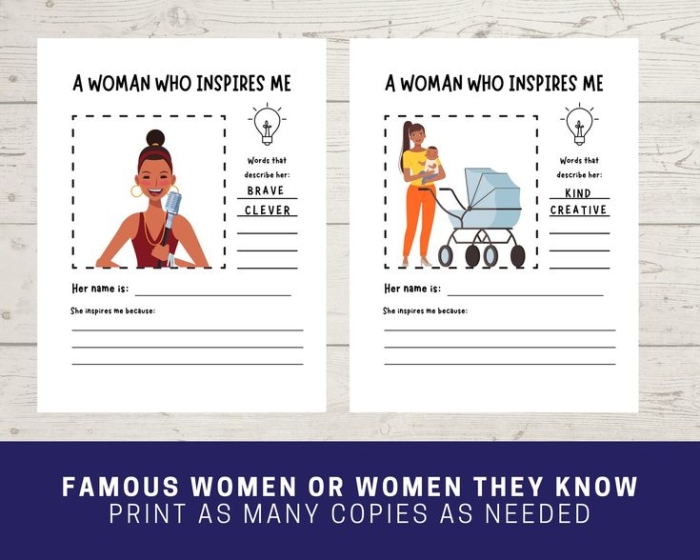 Poster worksheet featuring notable women who inspired others through their dreams and achievements Women Who Dared to Dream poster highlighting inspirational female figures for counting activities
