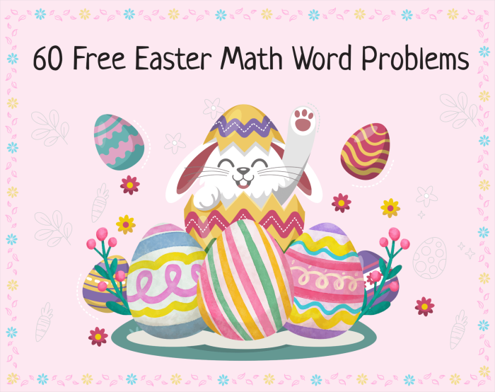 Easter Math Word Problems Worksheet Number 21 for Second Grade Algebra Second grade student practicing addition with Easter themed math word problems
