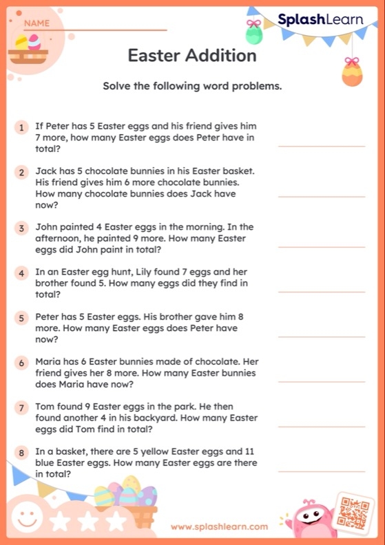 Algebra worksheet for Second Grade Word Problems for Easter! worksheet for Second Grade