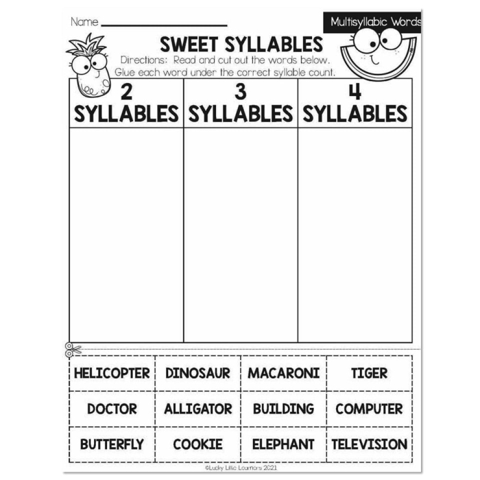 Children engaging with a worksheet focused on multisyllabic words featuring R-controlled vowels