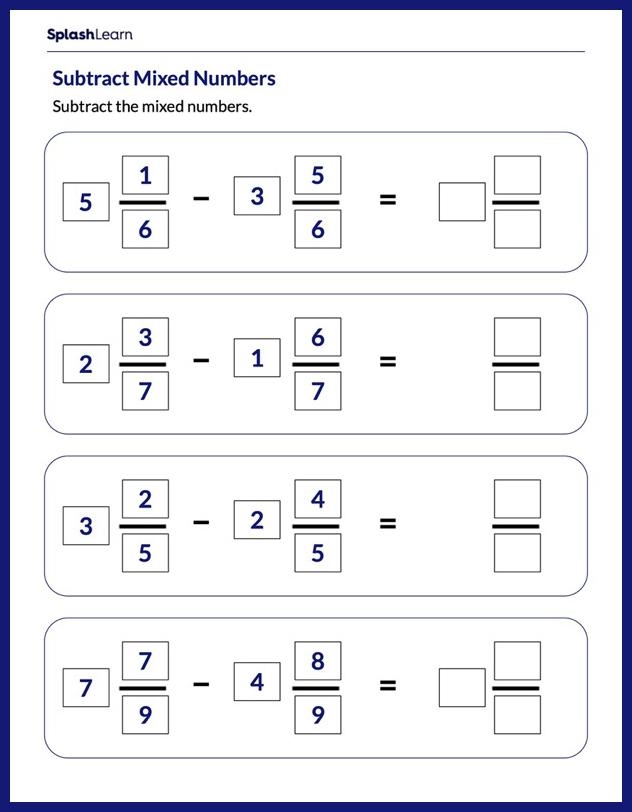 Add and Subtract Positive and Negative Mixed Numbers Worksheet Image 15 Worksheet for adding and subtracting positive and negative mixed numbers for seventh graders