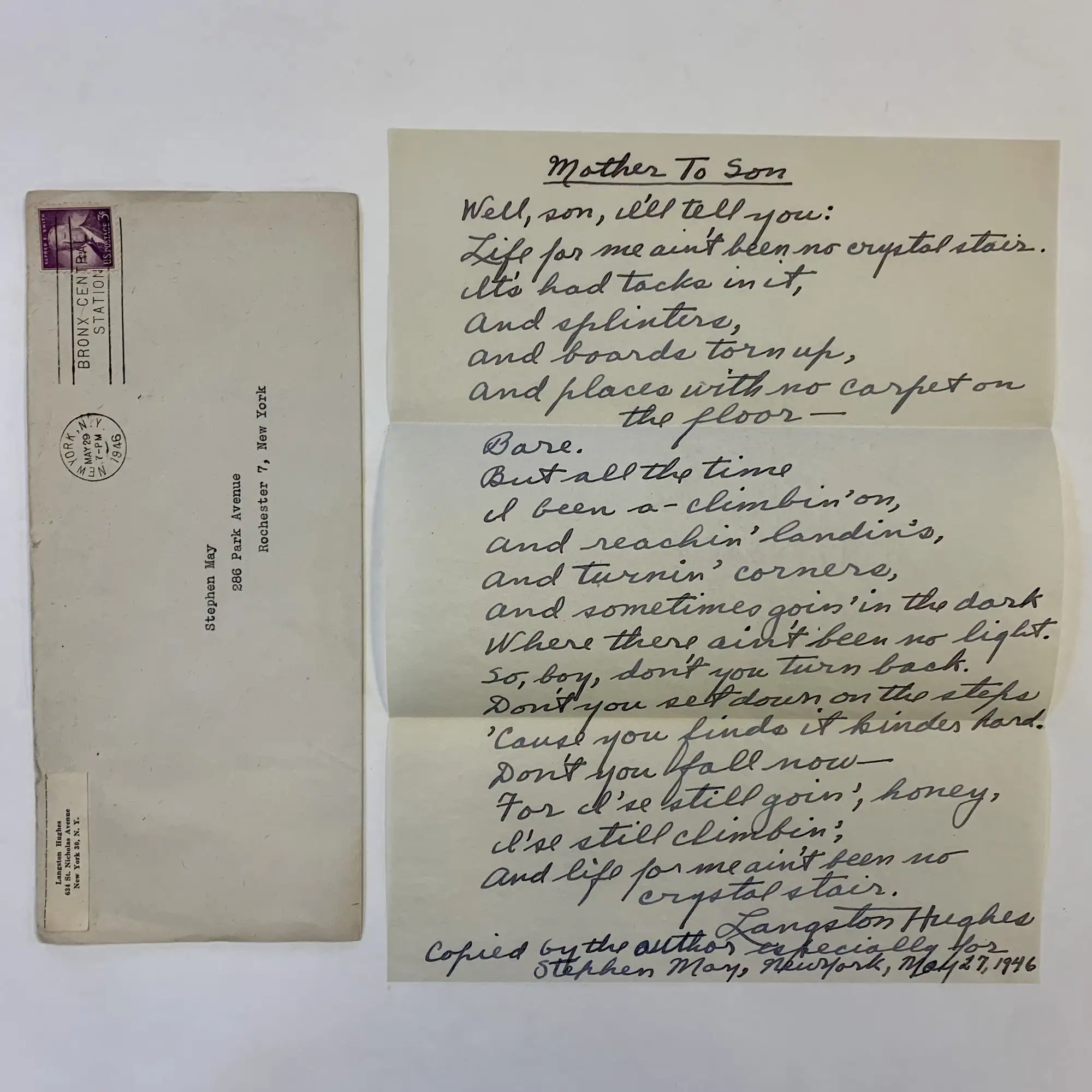 Educational resource featuring the poem "Mother to Son" by Langston Hughes Worksheet for analyzing Langston Hughes's poem "Mother to Son" for seventh graders