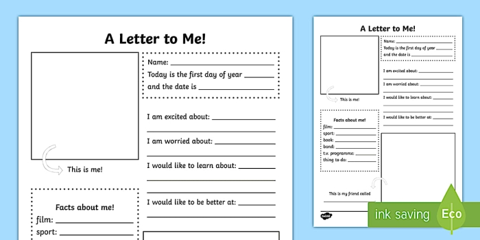 Worksheet for writing a letter of appreciation to oneself, designed for sixth graders