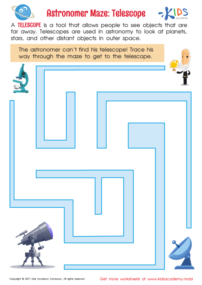 ALT text for a worksheet introducing five famous astronomers designed for fourth graders