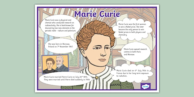 Tracking Important Details: A Look into Marie Curie's Life worksheet image Worksheet featuring key details from Marie Curie's life for fourth graders