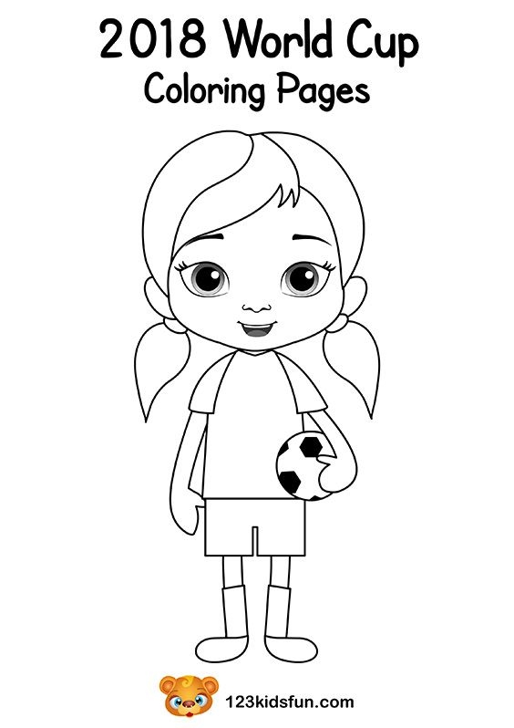 Color-by-number worksheet themed around the World Cup for kindergarteners