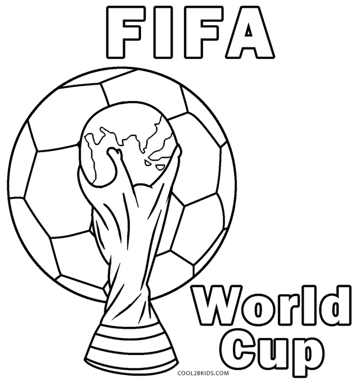 Kindergarten color-by-number worksheet featuring a soccer ball theme for World Cup practice