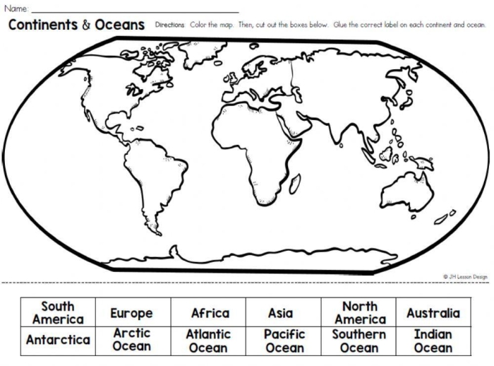 Second grade student coloring and labeling a world map multiplication activity sheet
