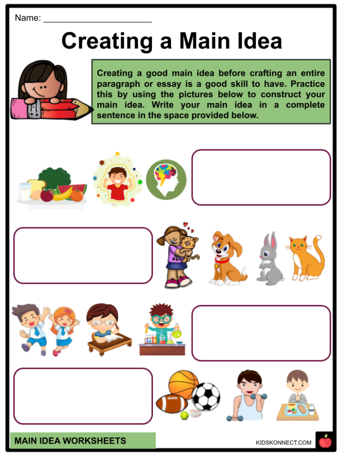 Third grade students practicing main idea identification with a Wright Brothers graphic organizer worksheet 23