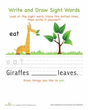 Worksheet for practicing the sight word "three" with writing and drawing activities