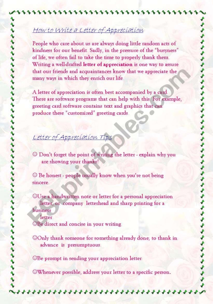 Worksheet for writing a letter of appreciation to yourself, designed for sixth graders. Write a Letter of Appreciation to Yourself activity for enhancing self-reflection skills.