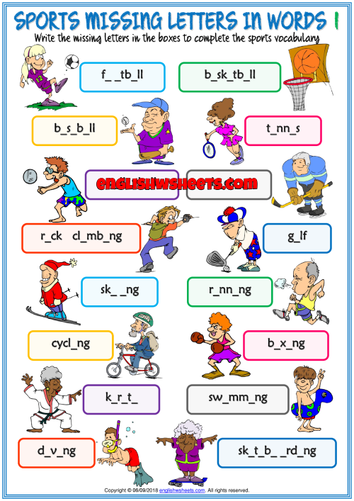 Engaging Write the Missing Letter: Sports Fun worksheet for early learners Worksheet for practicing lowercase letters with a sports theme for kindergarten students