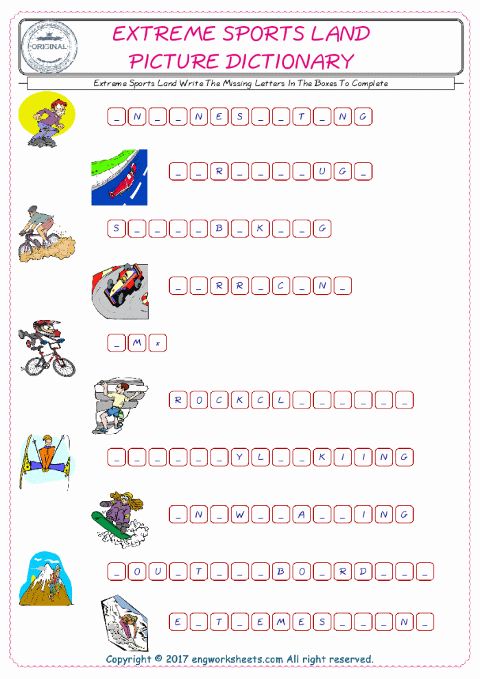 History worksheet for Kindergarten Worksheet for practicing missing letters related to sports, designed for kindergarten students. Fun exercise to help children learn lowercase letters and beginning sounds.