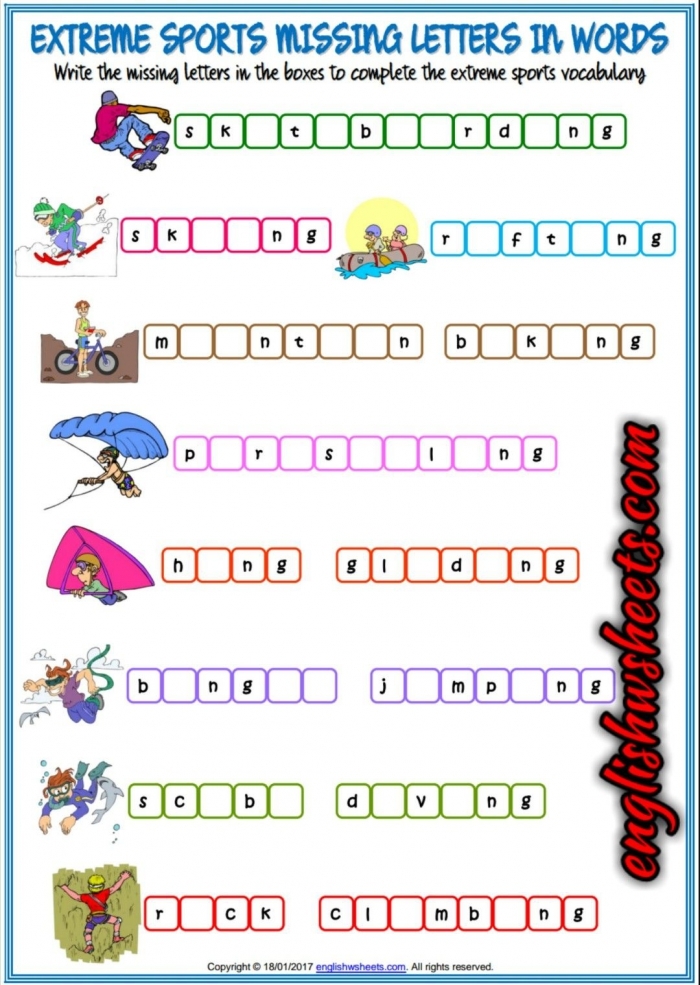 History worksheet for Kindergarten Worksheet featuring a fun sports theme to help kindergarteners practice writing lowercase letters. Write the Missing Letter: Sports Fun worksheet for early learners.