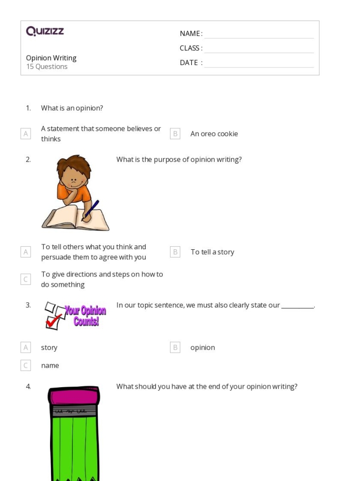 Writing an Opinion Worksheet for Third Grade Earth and Space Science 17 Third grade student writing a persuasive opinion piece about Earth and space science on a worksheet