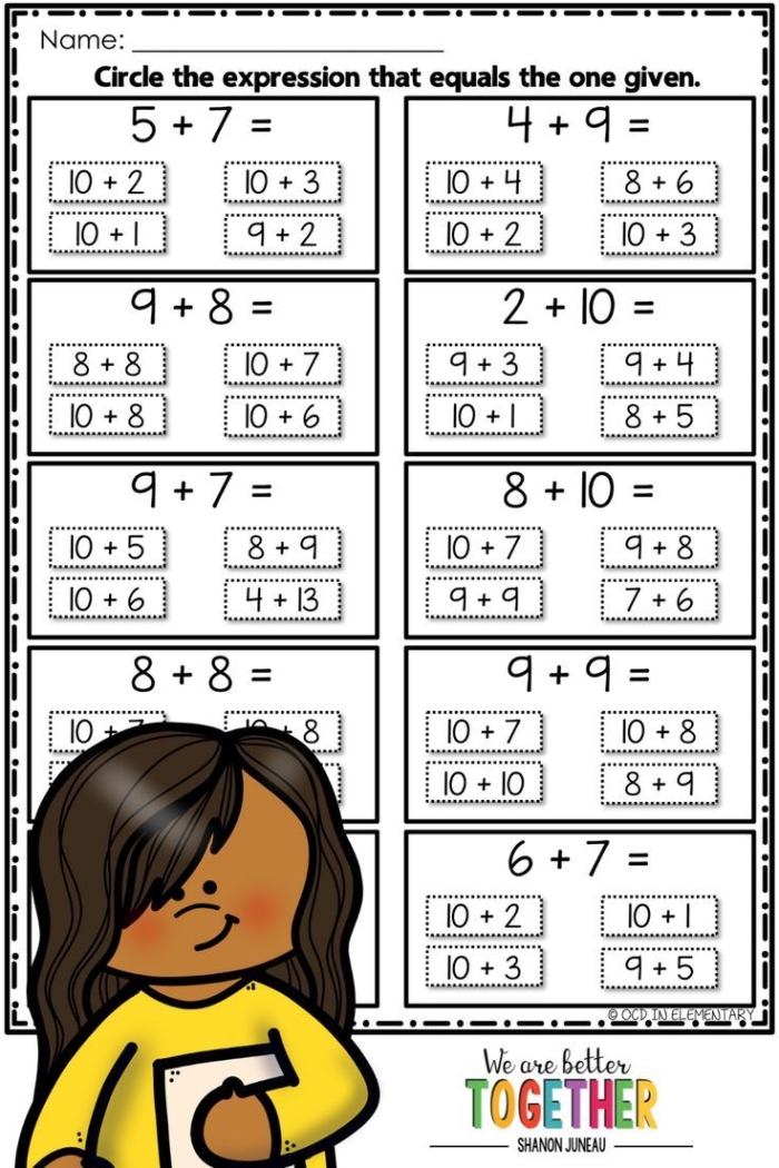 Worksheet for practicing equivalent expressions through addition and multiplication properties
