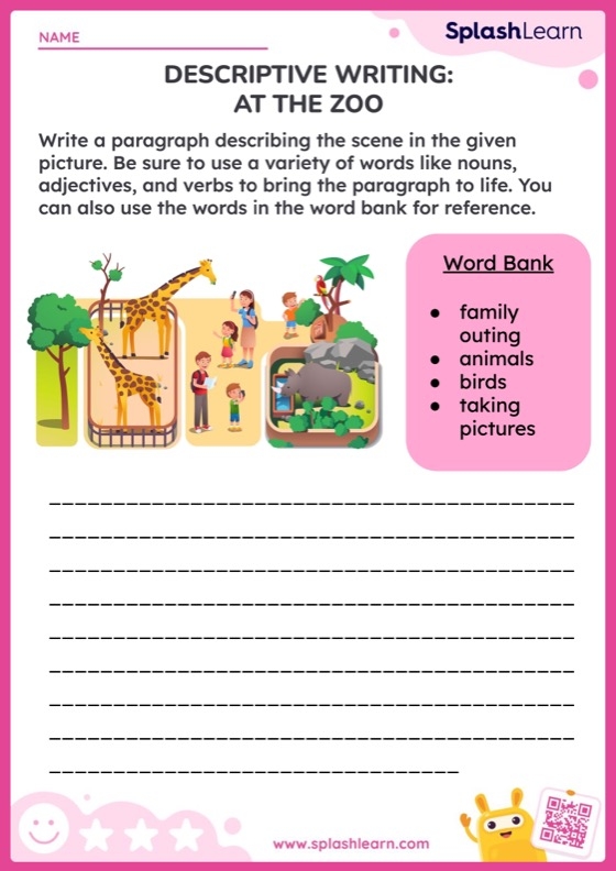 Worksheet for writing paragraphs with topic prompts for second graders