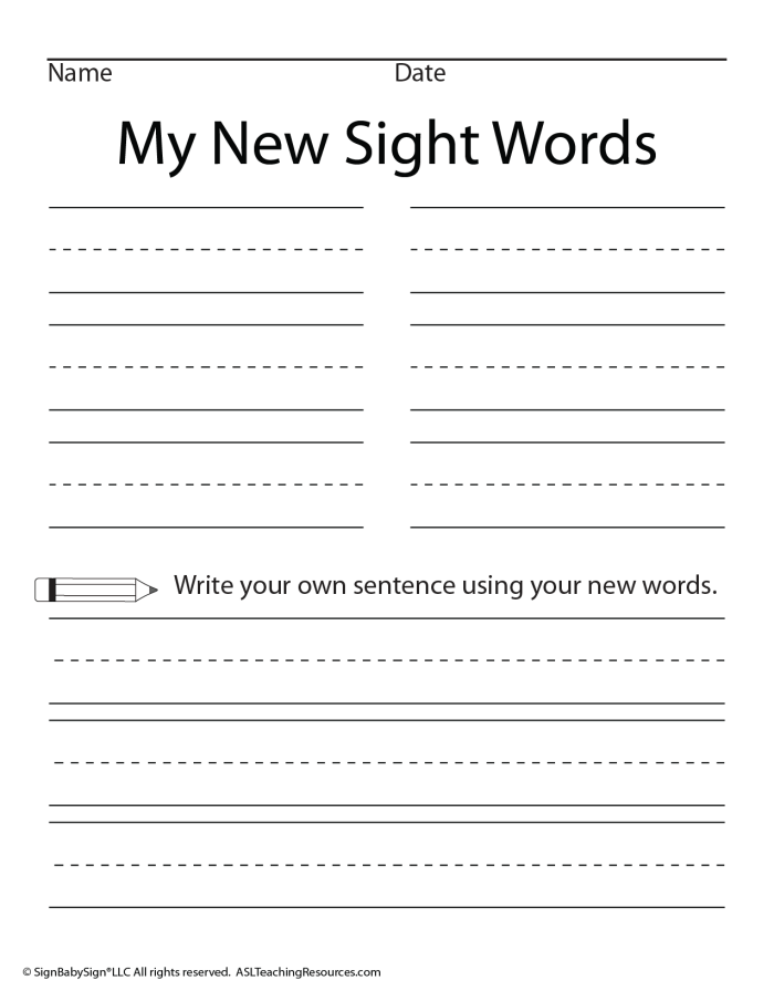 Engaging Writing Sight Words activity for Pre-K learners Children practicing sight words on a fun worksheet