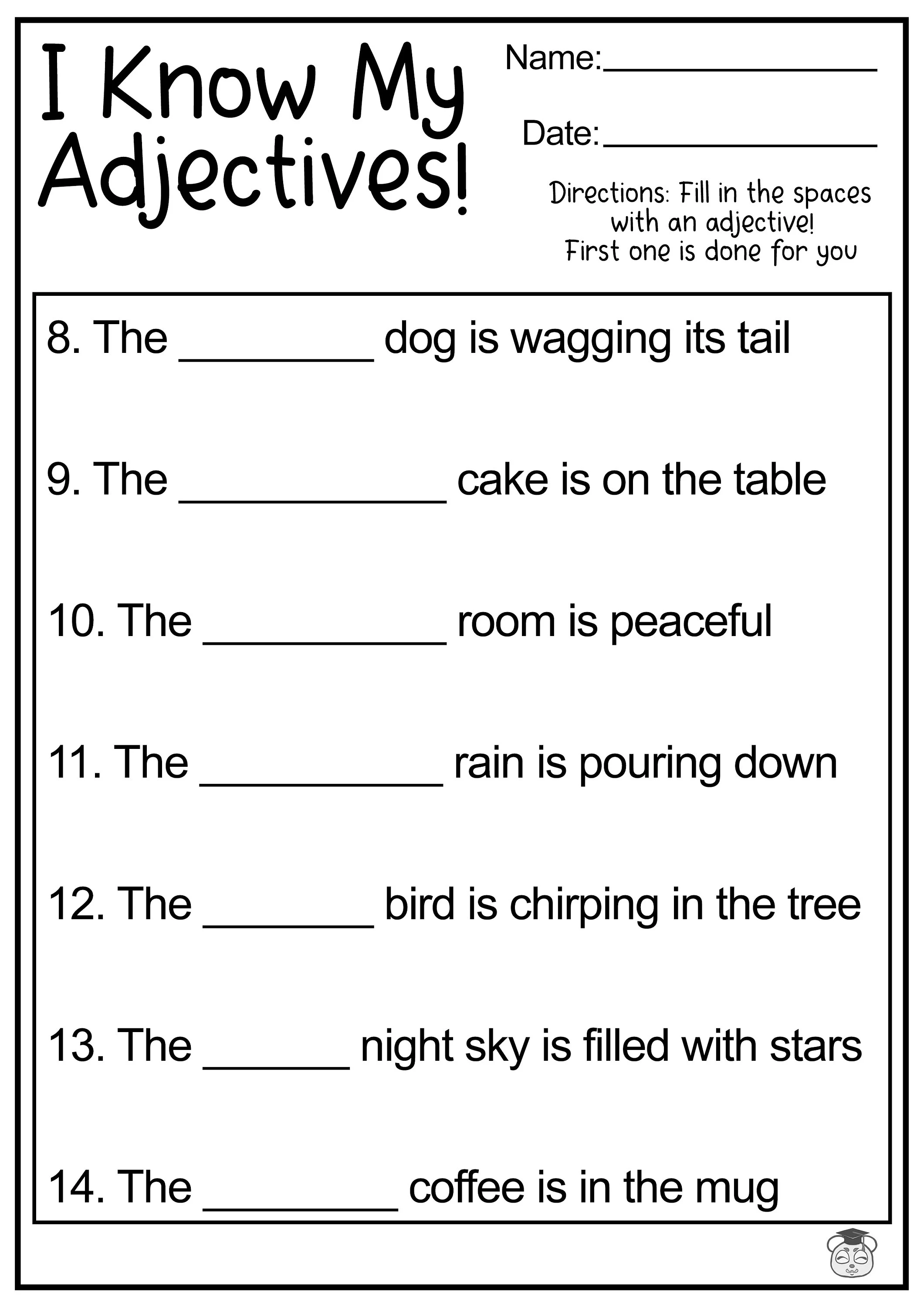 Writing With Adjectives: Compare sensory and non-sensory sentences Worksheet displaying the impact of sensory adjectives on writing for third graders