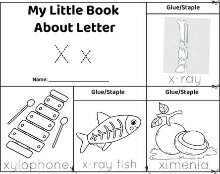 Colorful X-ray fish illustration for the letter X activity in preschool education X-ray fish worksheet for Pre-K children to color and learn about the alphabet