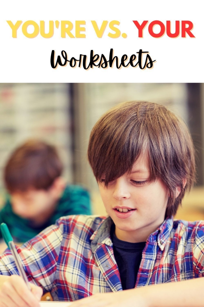 Engaging fill-in-the-blank activity for mastering you're and your Worksheet demonstrating the difference between you're and your for third graders