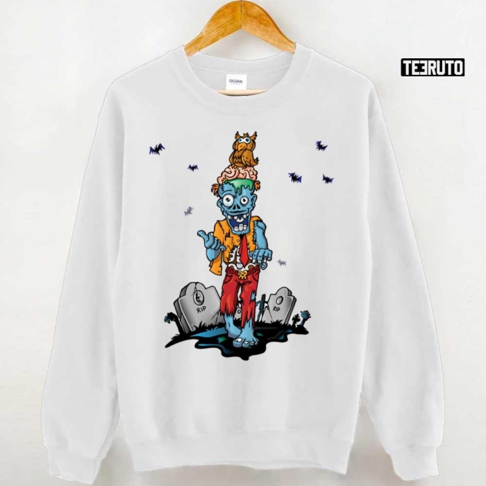 Worksheet illustrating parts of the human brain with a fun zombie theme for fifth graders