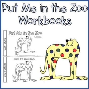 Worksheet image illustrating zoo animals and their locations for first graders