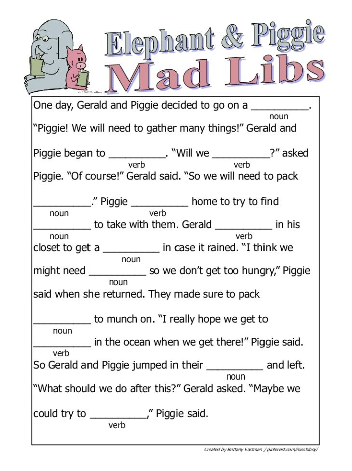 Zoo Mad Libs Parts of Speech Activity Sheet 9 Second grade students practicing parts of speech with a zoo themed mad libs addition worksheet