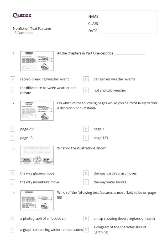 Worksheet designed for fifth graders to analyze nonfiction text about zoos