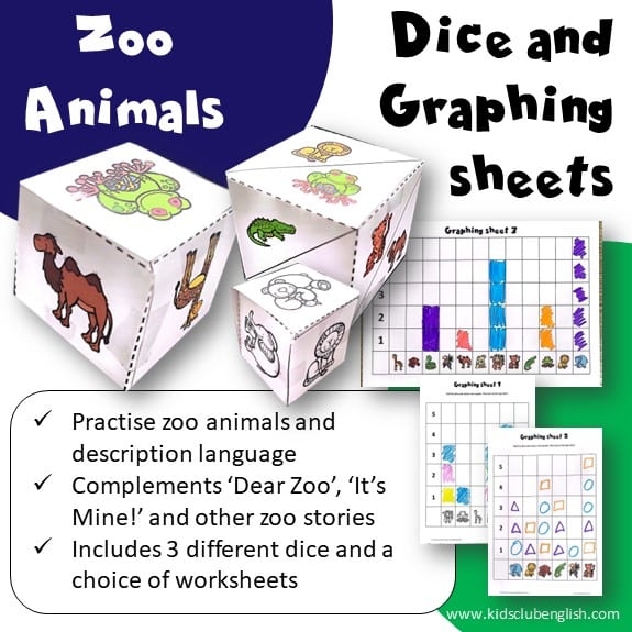 First grade worksheet featuring cartoon zoo animals for learning prepositions of location