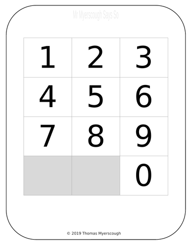 Place Value worksheet for First Grade 0–9 Digit Cards worksheet for First Grade