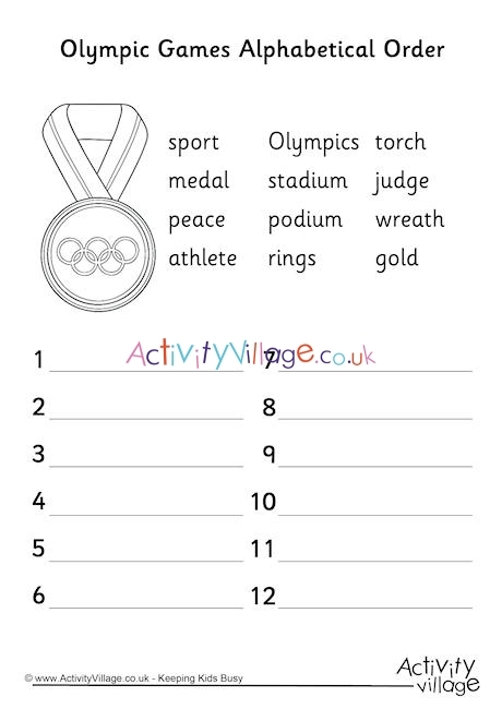 Engage third graders with an alphabet worksheet on the first modern Olympic games from 1896 Third grade worksheet about the 1896 Olympics in Greece featuring reading exercises