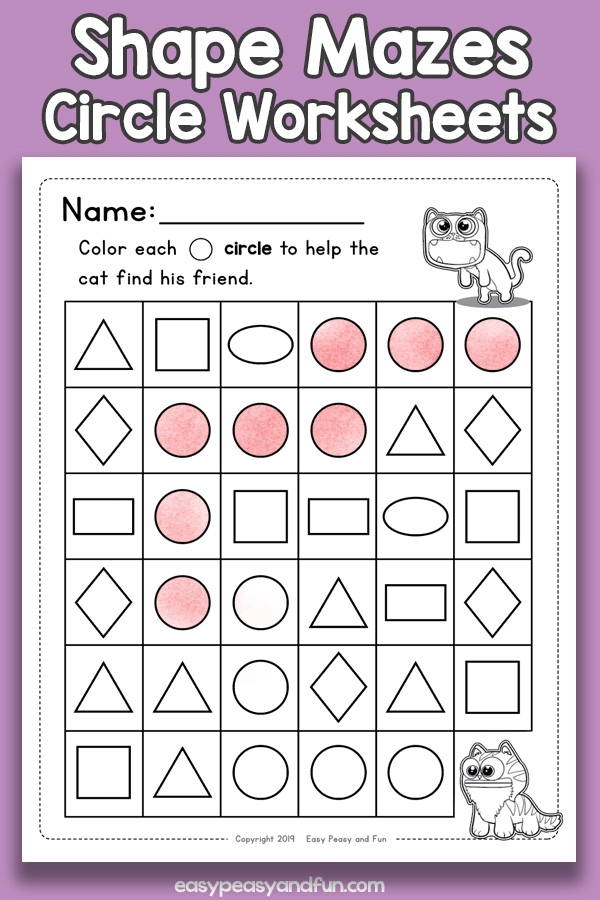 Three-Dimensional Shapes Maze Activity for Early Learners Kindergarten student tracing a colorful maze pathway connecting three-dimensional shapes like cubes, spheres, and cylinders