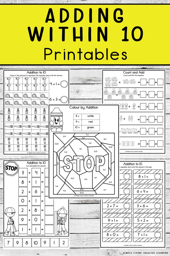 Adding 10 worksheet for first graders to assess their math skills with two-digit numbers