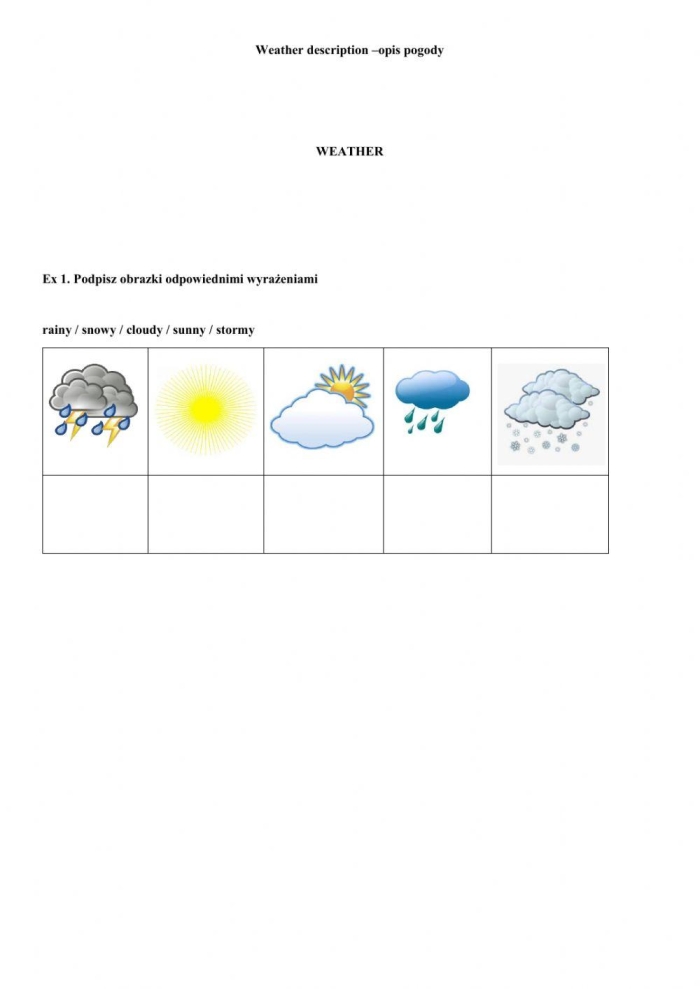 Adjectives to Describe Weather worksheet for second graders focusing on sentence construction